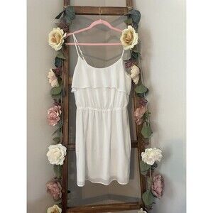 BCBGeneration White Sleeveless Dress with Ruffle Detail NWT